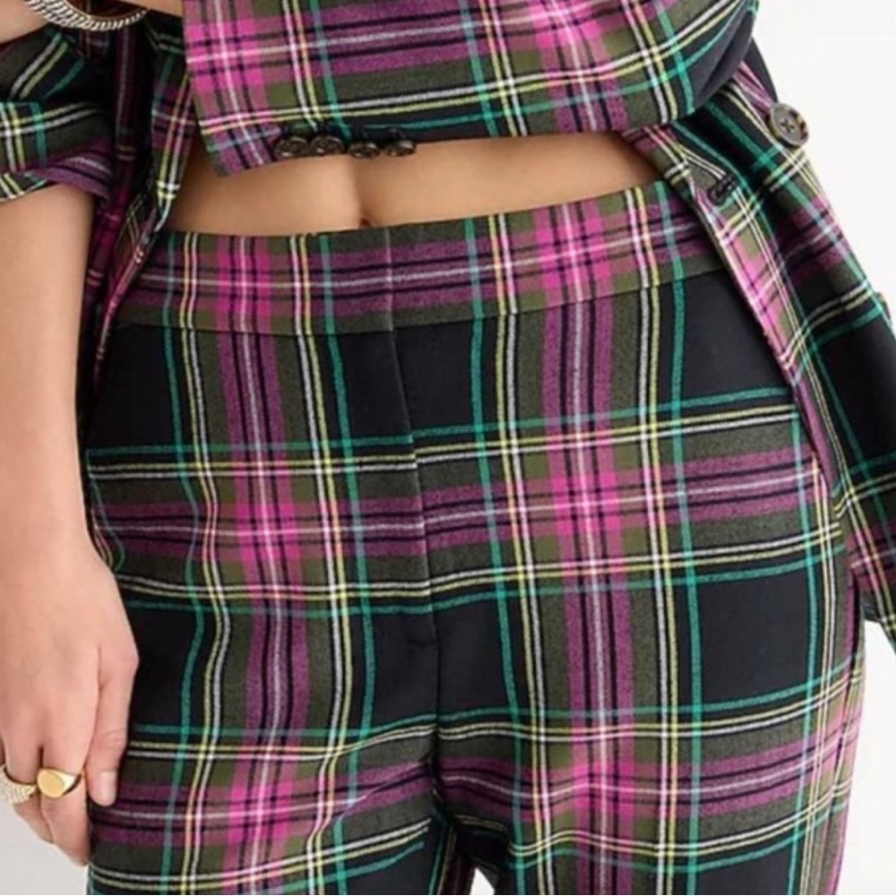 J. Crew Kate straight-leg pant in pink Stewart tartan plaid wool blend - Picture 5 of 11